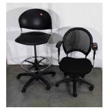 Two Office Chairs, one draftingTable Style,