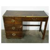 Bassett Furniture desk, 4 drawers, brass trim,