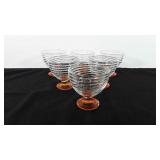 Set of six gelato glasses with orange base, 4" h