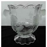 Crystal vase with floral design, 8 1/2" h