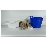Homegoods: small poly hamper, 2 poly tubs,