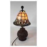Leaded glass accent lamp, stands 16" tall, works