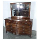 Dixie Furniture, Mahogany 7 Drawer Double Dresser