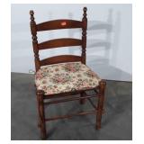 Side Chair ladderback Style, wood seat with tie