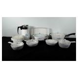 Corningware group with blue cornflower design,