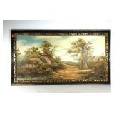 Cottage scene oil painting on canvas with board