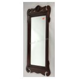 Framed beveled mirror with shell accent, 18x44