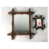Two folk art mirrors, 12x15 and 6x8