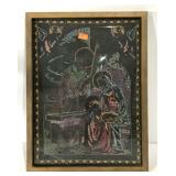 Early needlework, Mary, Joseph and Baby Jesus,