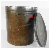 Tin can with lid, 13" tall x 12" across