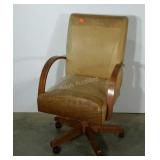 Shermag leather office chair, two tone with woven