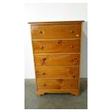 Five drawer dresser, pine, 49" tall
