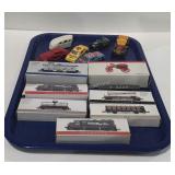 8 Southern Pacific train cars, horse-drawn pumper