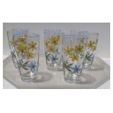 8 floral drinking glasses, 6 inches tall