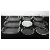 Pyrex and Anchor hocking glass cookware, includes