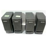 Four Sony speakers, 6" tall, condition as shown