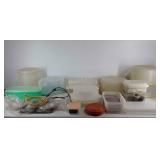 Group of Tupperware food storage containers