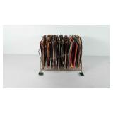 Brass record stand with approximately fifty 4