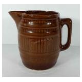 Stoneware barrel pitcher, 7" h