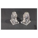 Glass horsehead bookends, stands 6" h