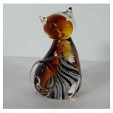 Glass art cat, stands 4 1/2" h