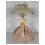 Vintage doll lamp. Poly base with fabric skirt