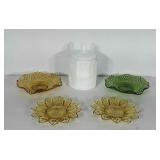 2 diamond point ruffled round candy dishes (amber