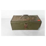 Metal toolbox with tools and hardware, includes
