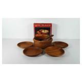 Teakwood salad bowl set in box, includes for