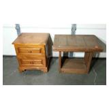 Two end tables, one has two drawers, the other is