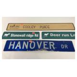 Street signs, four, Hanover Drive shows wear