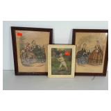Framed print lot: 2 fashion prints and little boy