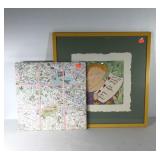 Wall art, Paris themed memory board 18x18, framed