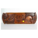 Wooden wall art or tray with birds and fish, made