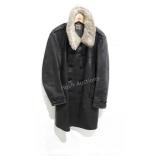Military uniform heavy leather overcoat