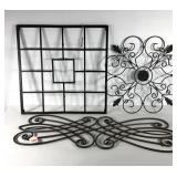 Metal wall hangings, three