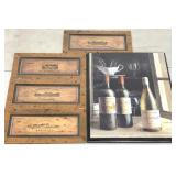 Wine themed wall art, four crate end style wall
