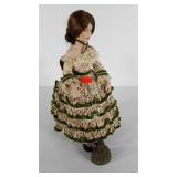 Porcelain doll with chair and brass lady bell