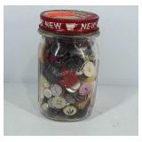 Ball perfect Mason jar 5" tall, full of buttons