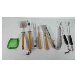 Grilling utensils and ball Mason jar style spoon