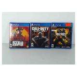 Three Playstation four games, includes Red Dead