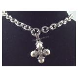 Sterling silver pearl and CZ necklace 121grams