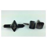 Sterling silver Siam cufflinks tie clip