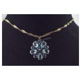 Gold over Sterling silver necklace with blue