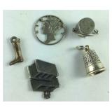 5 charms, Sterling silver charms 4, boot is