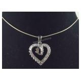 Sterling silver necklace with heart and CZ