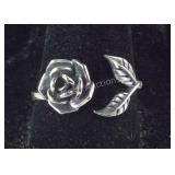 Size 9 Sterling silver rose ring