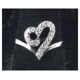 Size 8 Sterling silver CZ heart ring
