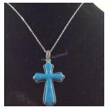 20in simulated blue howlite carved cross