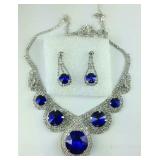 Simulated blue Quartz and Austrian crystal